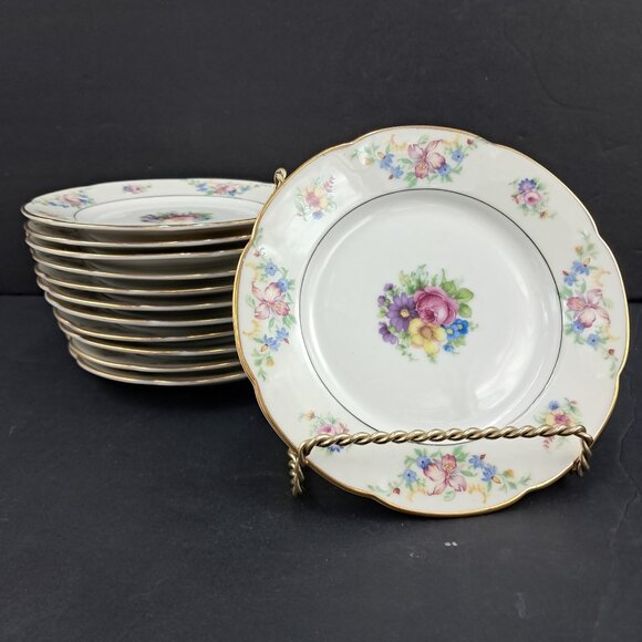 Royal Bayreuth 6" Bread Plates Dresden Floral Bavaria -Lot of 12 - Picture 1 of 5